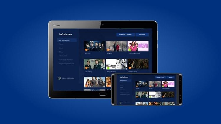 tablet und smartphone zeigen mediathek von eins und eins tv app | 1&1 tablet und smartphone zeigen mediathek von eins und eins tv app